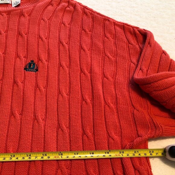 IZOD Pullover Cable Knit Sweater Color Coral Size Men's XL, IZOD Logo - Picture 4 of 6